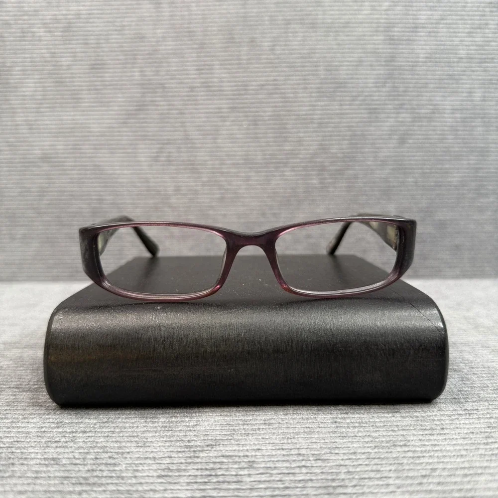 Vera Wang Purple Rectangular Eyeglasses Marbled Tortoise Temples Silver Hardware